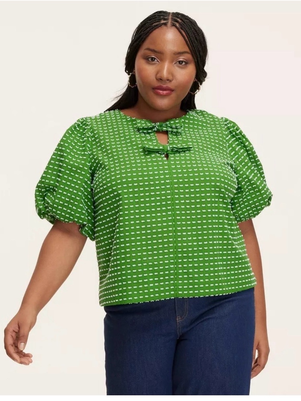 BNWT Kate Spade x Target Textured Polka Dot Puff Short Sleeve Blouse - Medium